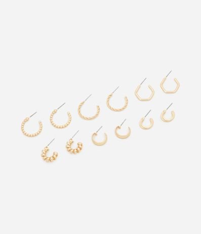 Kit 06 Argollas en Metal con Formas y Texturas Diferentes