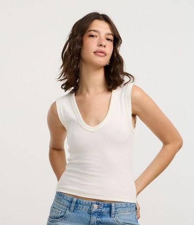 Blusa Básico en Rib con Escote V