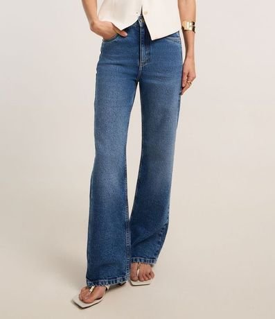 Pantalón Recto Comfort Cintura Alta en Jeans con Bolsillos 3