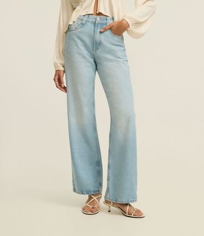 Pantalón Comfort Recta en Jeans con Cintura Alta