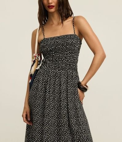 Vestido Evase Midi en Tricolina con Lastex y Estampa Corazones 4