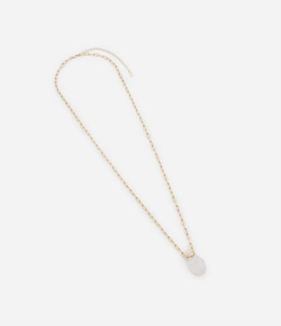 Collar Largo con Cadena de Eslabones y Piedra Natural 3