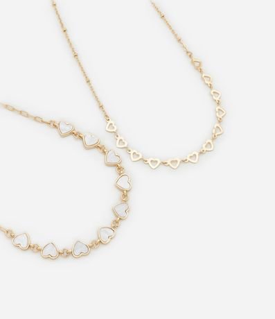 Collar Capas con Corazones Ahuecados y Esmaltados