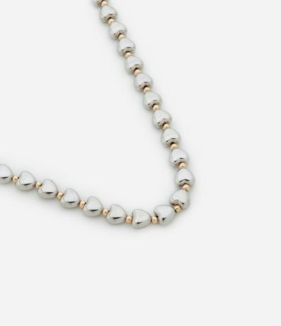 Collar Corto con Corazones y Esferas Bicolor