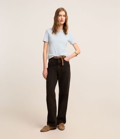 Blusa Básica Ajustada en Rib con Cuello Redondo 2
