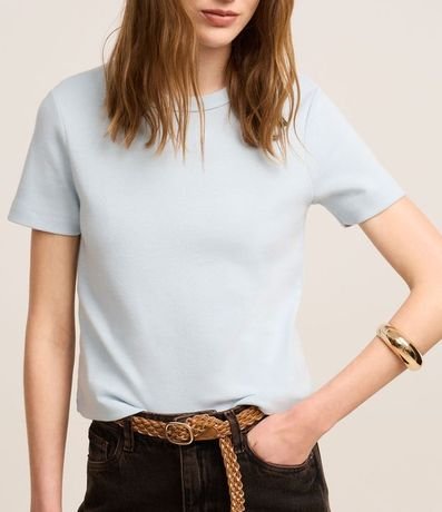 Blusa Básica Ajustada en Rib con Cuello Redondo 5