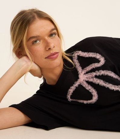 Camisón en Algodón con Lazo de Tule 2