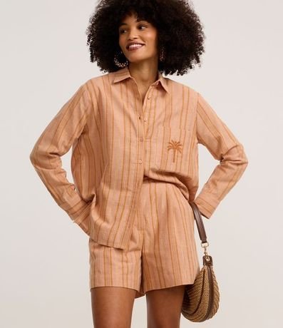 Short Listrado Cintura Alta en Algodón con Hilo Metalizado 2