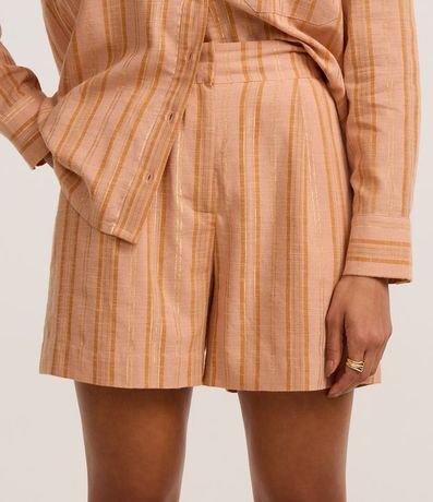 Short Listrado Cintura Alta en Algodón con Hilo Metalizado 3