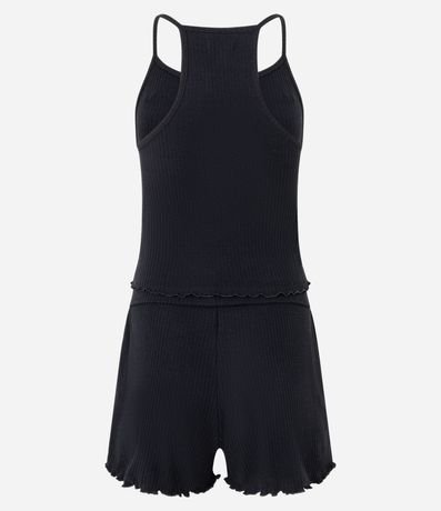 Pijama Short Doll en Rib con Bretel Fino y Aplicación de Corbatas 8