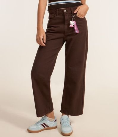 Pantalón Recto Cropped en Sarga con Trabillas en la Cintura 3