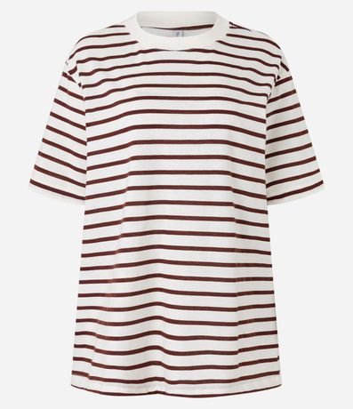 Remera Oversized en Algodón con Estampa Rayada 4