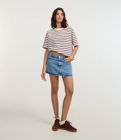 Remera Oversized en Algodón con Estampa Rayada 2