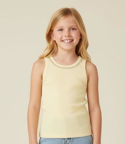 Musculosa Infantil en Rib con Brillos en el Cuello - Tam  5 a 14 años