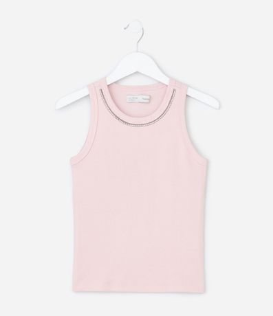 Musculosa Infantil en Rib con Brillos en el Cuello - Tam  5 a 14 años 1