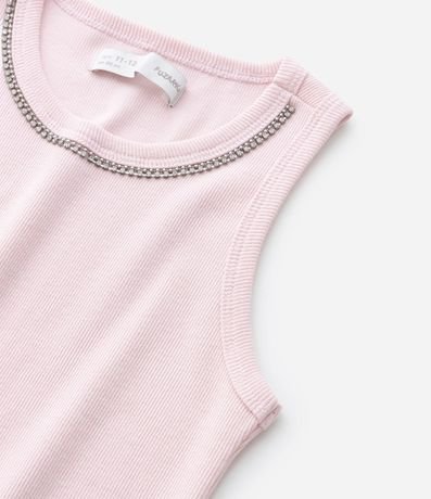 Musculosa Infantil en Rib con Brillos en el Cuello - Tam  5 a 14 años 5