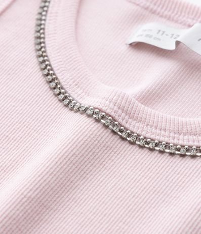 Musculosa Infantil en Rib con Brillos en el Cuello - Tam  5 a 14 años 6