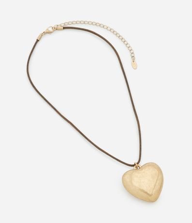 Collar Corto Con Cadena Encerada y Colgante de Corazón Escovado 3