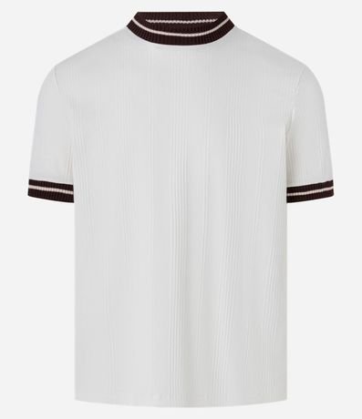 Remera en Algodón con Viés en Rib Contrastante y Textura Vertical 5