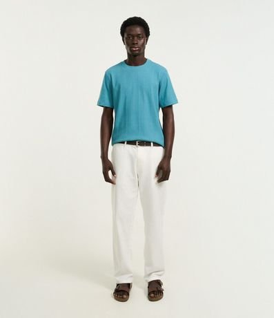 Remera Regular en Algodón con Textura Vertical 2