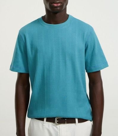 Remera Regular en Algodón con Textura Vertical 3