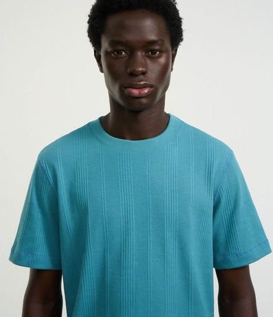 Remera Regular en Algodón con Textura Vertical 4