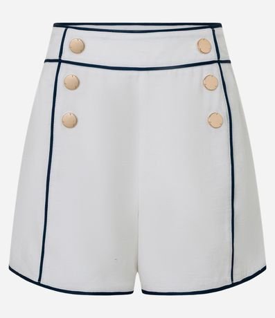 Short Sastre en Crepé con Botones Metalizados y Bies Contrastante 5
