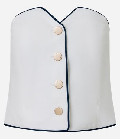 Blusa Sastre Sin Breteles con Botones y Vieses Contrastantes 5