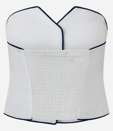 Blusa Sastre Sin Breteles con Botones y Vieses Contrastantes 6