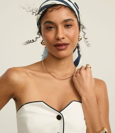 Blusa Sastre Sin Breteles con Botones y Vieses Contrastantes 4