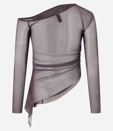 Blusa en Tule con Ponta Lateral y Estampa Abstracta 7