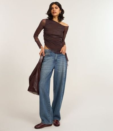 Blusa en Tule con Ponta Lateral y Estampa Abstracta 2