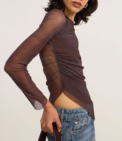 Blusa en Tule con Ponta Lateral y Estampa Abstracta 3