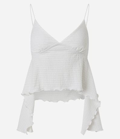 Blusa Corta Texturizada con Breteles Finos y Consejos 6