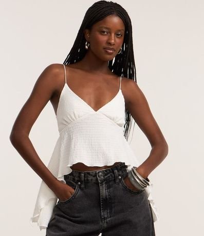 Blusa Corta Texturizada con Breteles Finos y Consejos 1