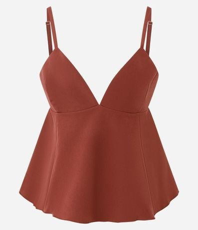 Blusa sin Manga en Sastre con Escote v y Detalle Peplum 4