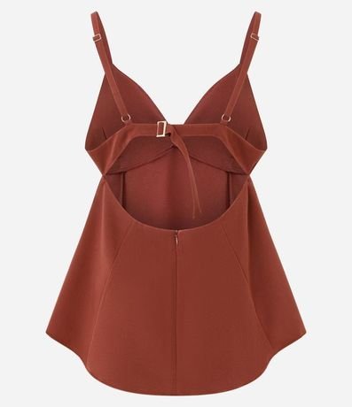 Blusa sin Manga en Sastre con Escote v y Detalle Peplum 5