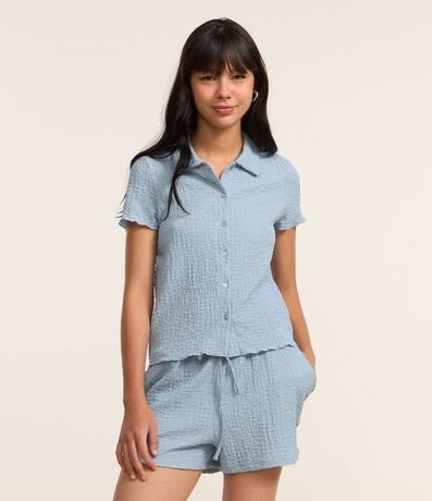 Camisa Texturizada en Cambraia con Frufru en la Manga 3