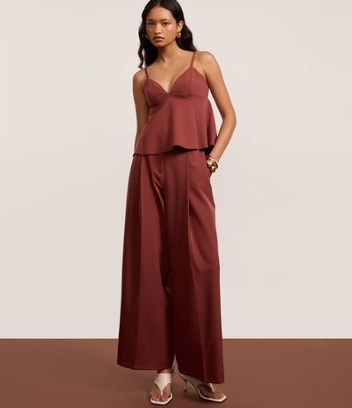 Pantalón Wide Leg sastrería con Detalles Laterales en la Cintura 4