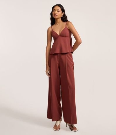 Pantalón Wide Leg sastrería con Detalles Laterales en la Cintura