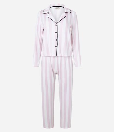 Pijama Americano Largo en Viscosa con Estampa Rayada 4
