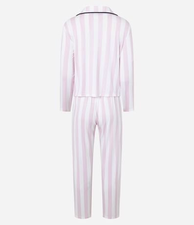 Pijama Americano Largo en Viscosa con Estampa Rayada 5