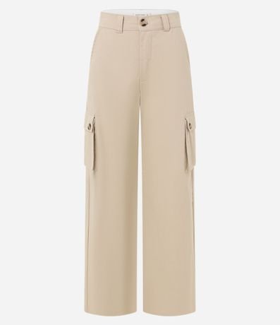 Pantalón Wide Leg Sastre en Sarga con Bolsillo Cargo 7