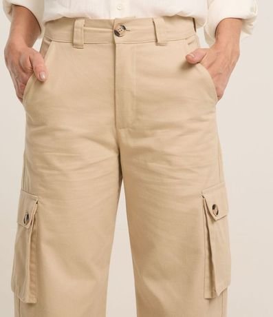 Pantalón Wide Leg Sastre en Sarga con Bolsillo Cargo 3