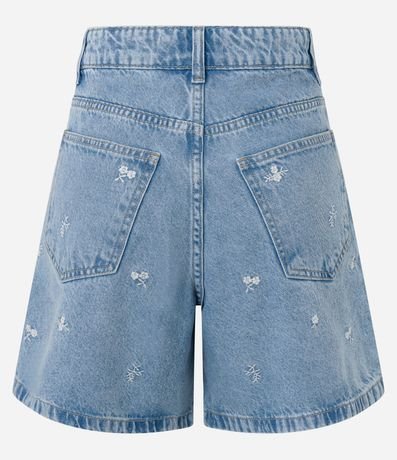 Short Cintura Alta en Jeans con Bordado Floral 7