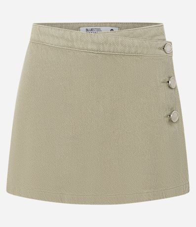 Short Pollera en Sarga con Traspase y Botones Laterales 5