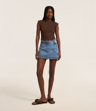 Short Pollera Jeans con Botones