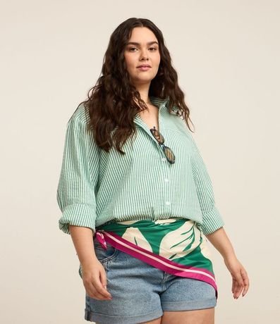Camisa Básica en Tricolina Listrado Curve & Plus Size