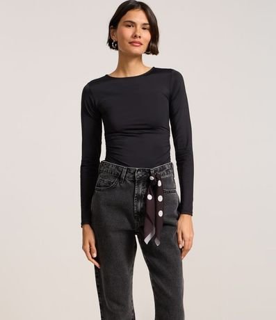 Pantalón Mom en Jeans con Pañuelo de Lunares 2