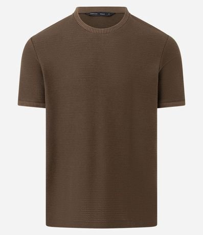 Remera Texturizada con Algodón y Cuello Redondo 5